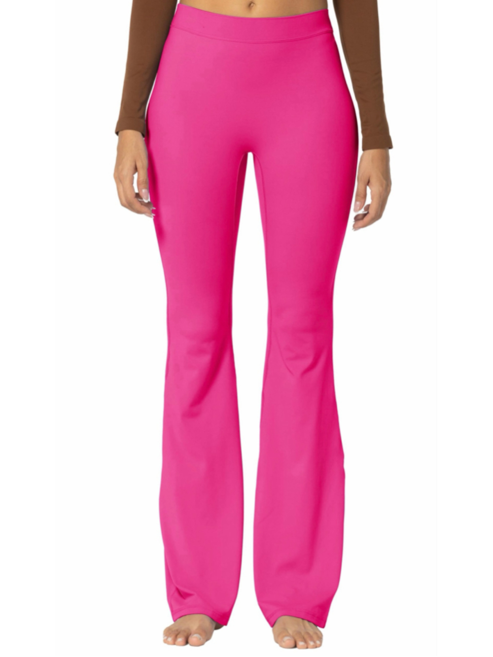 Sunzel Flare Leggings Crossover Yoga Pants Scrunch V-Back Hot Pink M NWT